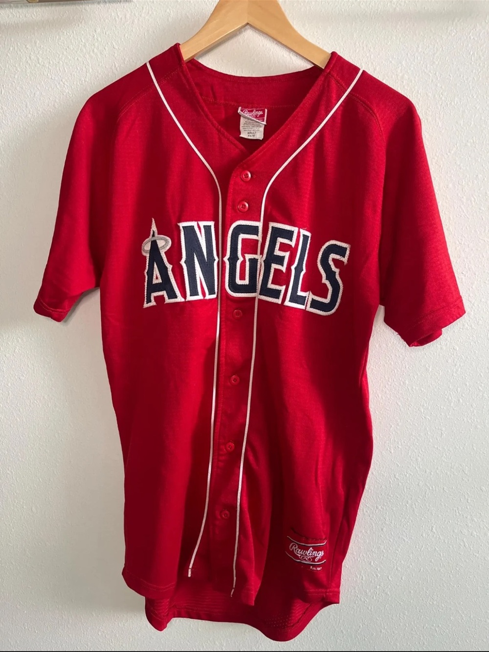 Vintage Rawlings Anaheim Angels Jersey Mens Adult Medium Red Sewn MLB Baseball